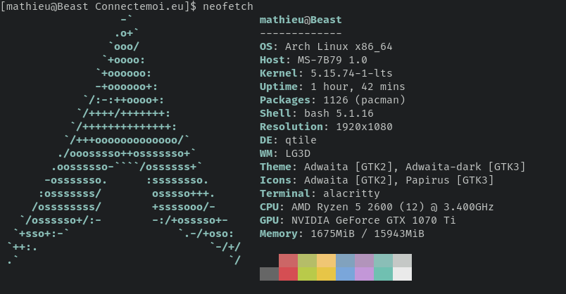 neofetch in a terminal